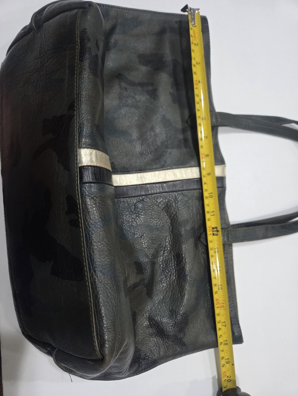 Positive Element Leather Tote Bag with Metallic Stripe - Black/Camo - Picture 8 of 9
